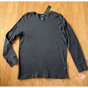 Lauren Ralph Lauren Womens Gray Cotton Top 1X Long Sleeve Crew Neck